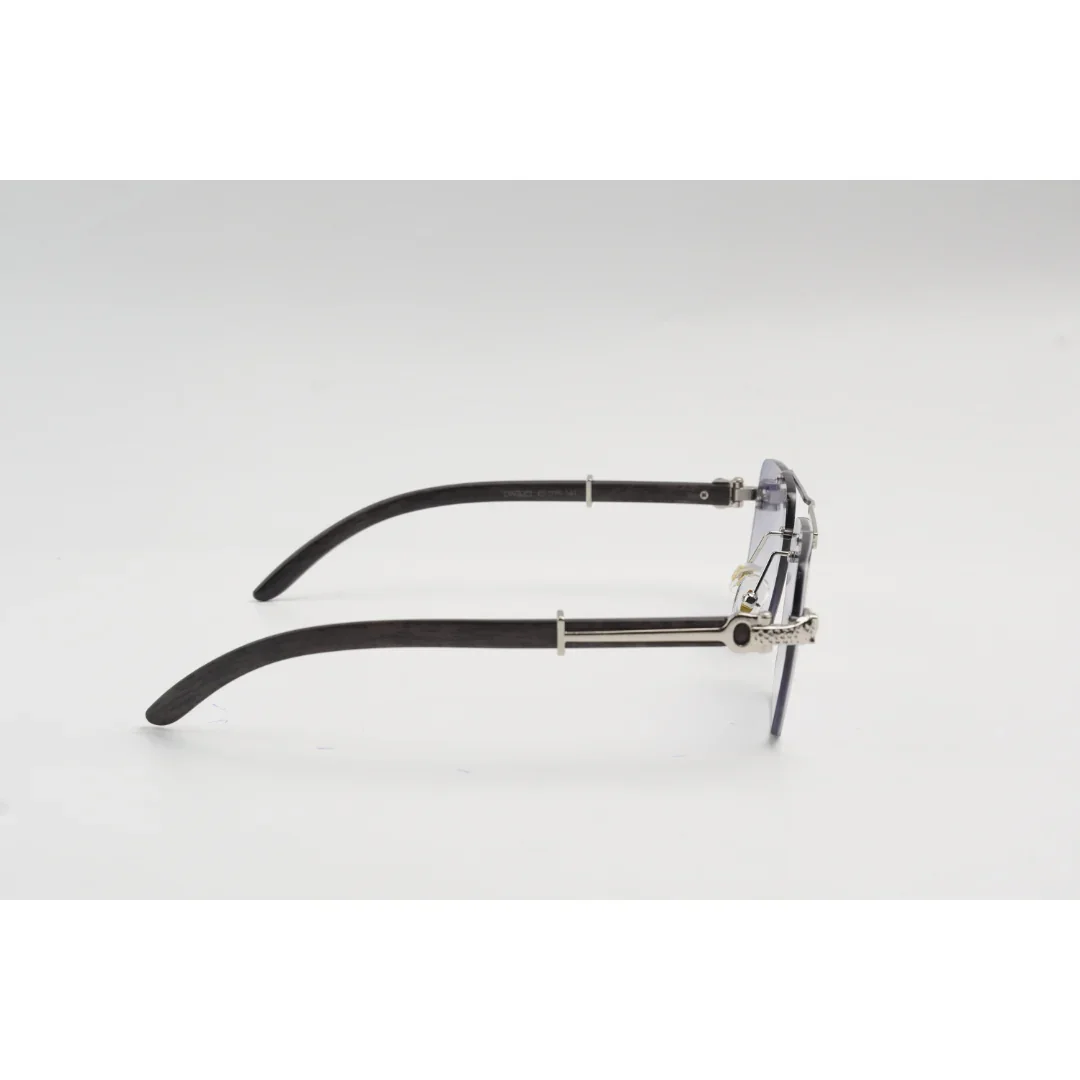 Panther - 3063 - Wooden Texture - Rimless - Metal - Rectangle - Sunglasses - Eyewear - Image 15