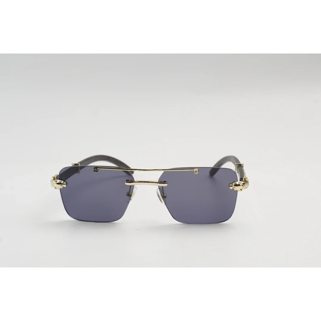 Panther - 3063 - Wooden Texture - Rimless - Metal - Rectangle - Sunglasses - Eyewear - Image 2