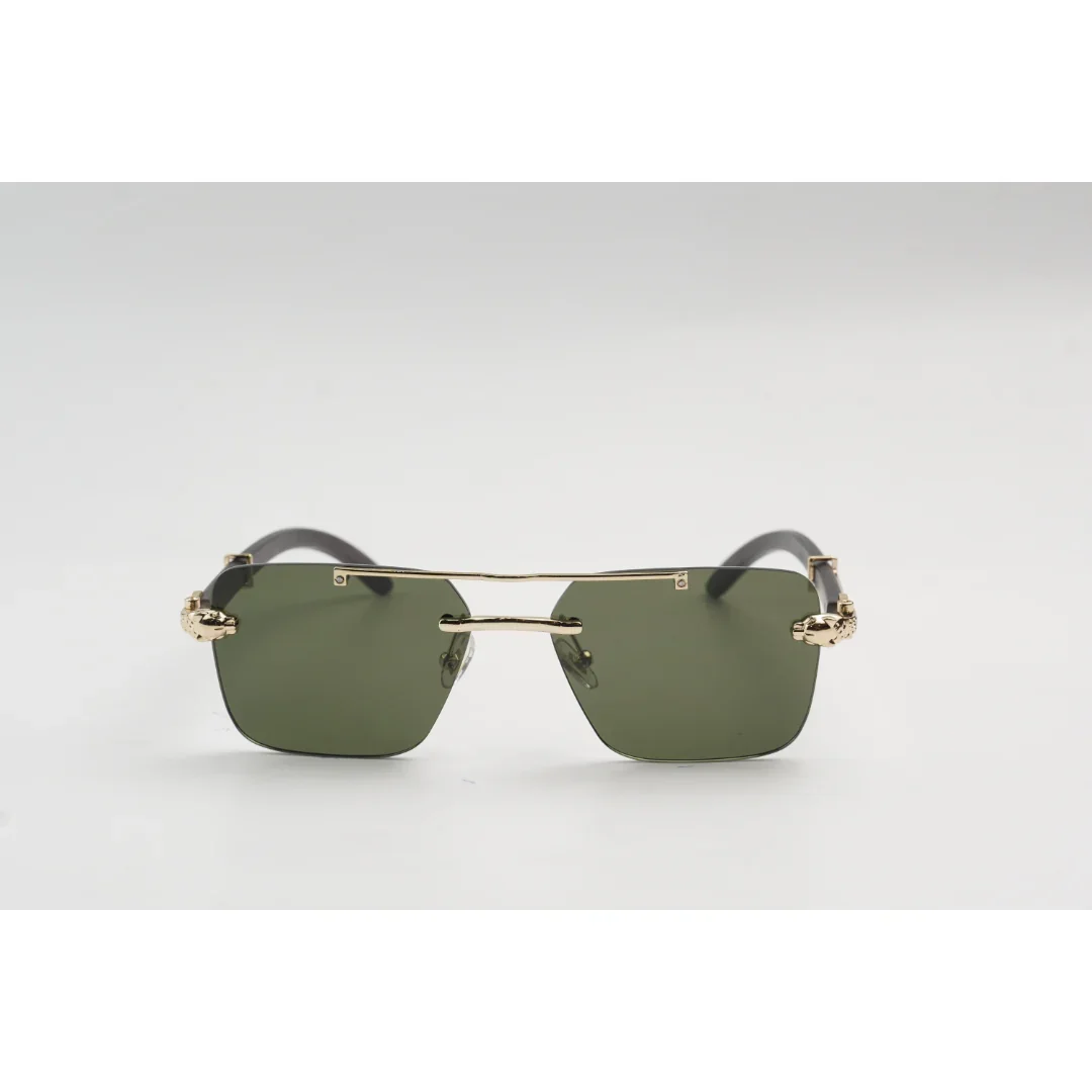Panther - 3063 - Wooden Texture - Rimless - Metal - Rectangle - Sunglasses - Eyewear - Image 5