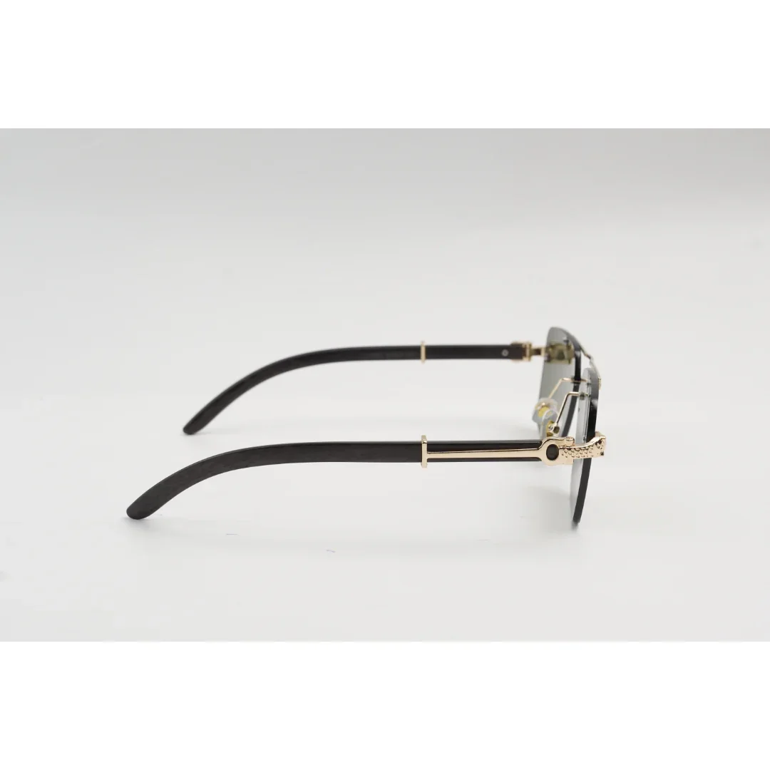 Panther - 3063 - Wooden Texture - Rimless - Metal - Rectangle - Sunglasses - Eyewear - Image 6