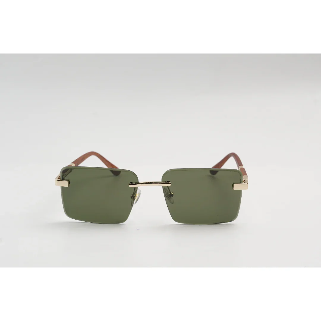 Panther - 3164 - Wooden Texture - Rimless - Metal - Rectangle - Sunglasses - Eyewear - Image 11