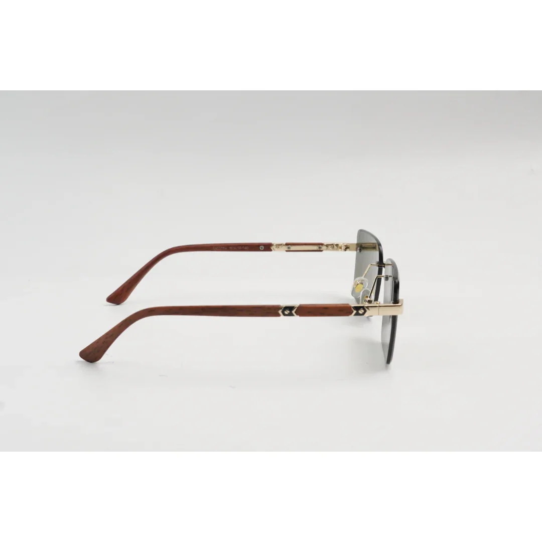 Panther - 3164 - Wooden Texture - Rimless - Metal - Rectangle - Sunglasses - Eyewear - Image 12