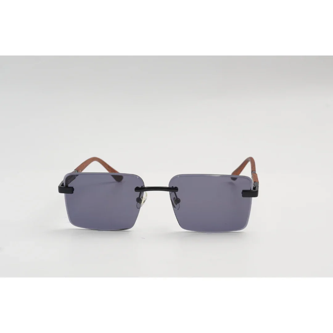 Panther - 3164 - Wooden Texture - Rimless - Metal - Rectangle - Sunglasses - Eyewear - Image 5