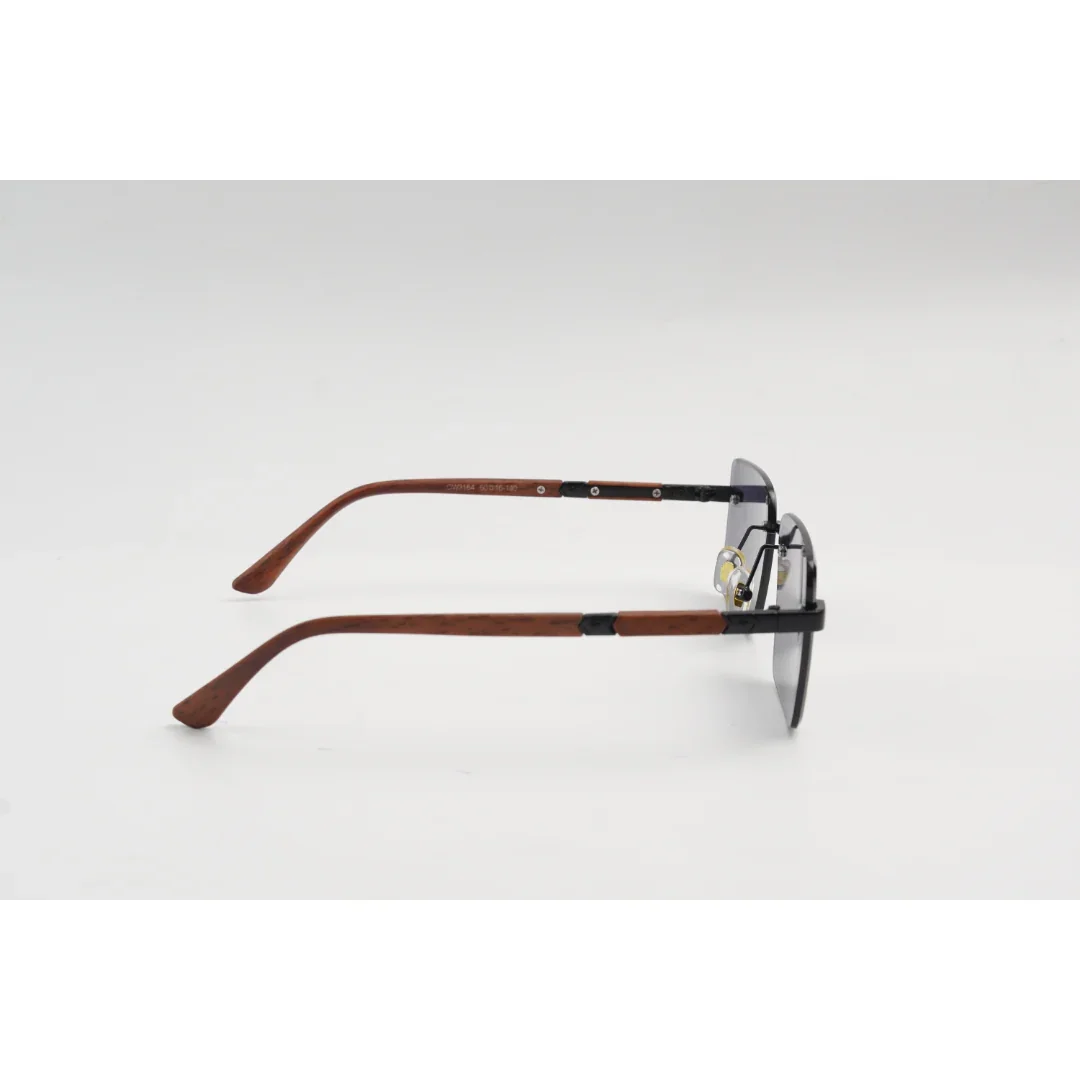 Panther - 3164 - Wooden Texture - Rimless - Metal - Rectangle - Sunglasses - Eyewear - Image 6