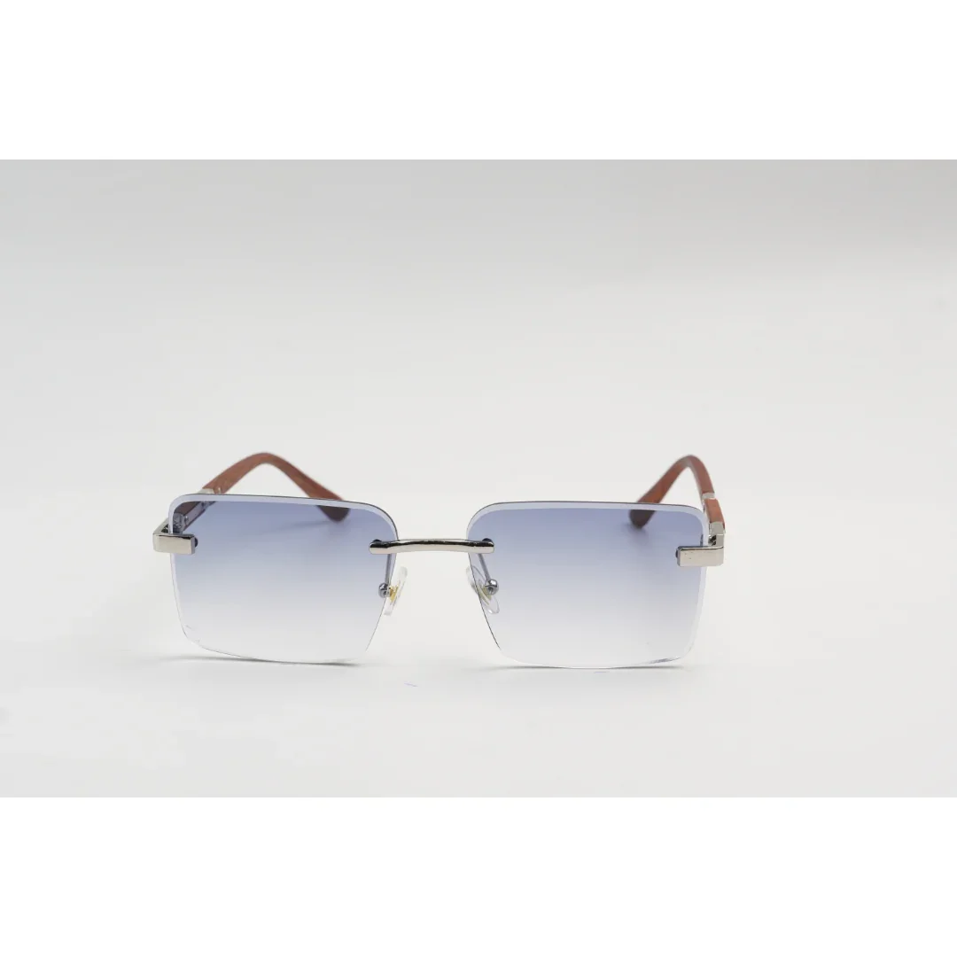 Panther - 3164 - Wooden Texture - Rimless - Metal - Rectangle - Sunglasses - Eyewear - Image 8