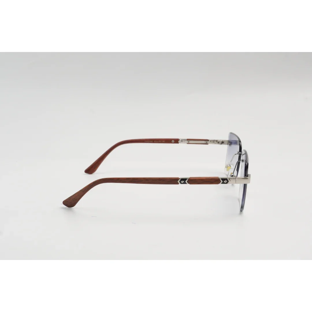 Panther - 3164 - Wooden Texture - Rimless - Metal - Rectangle - Sunglasses - Eyewear - Image 9