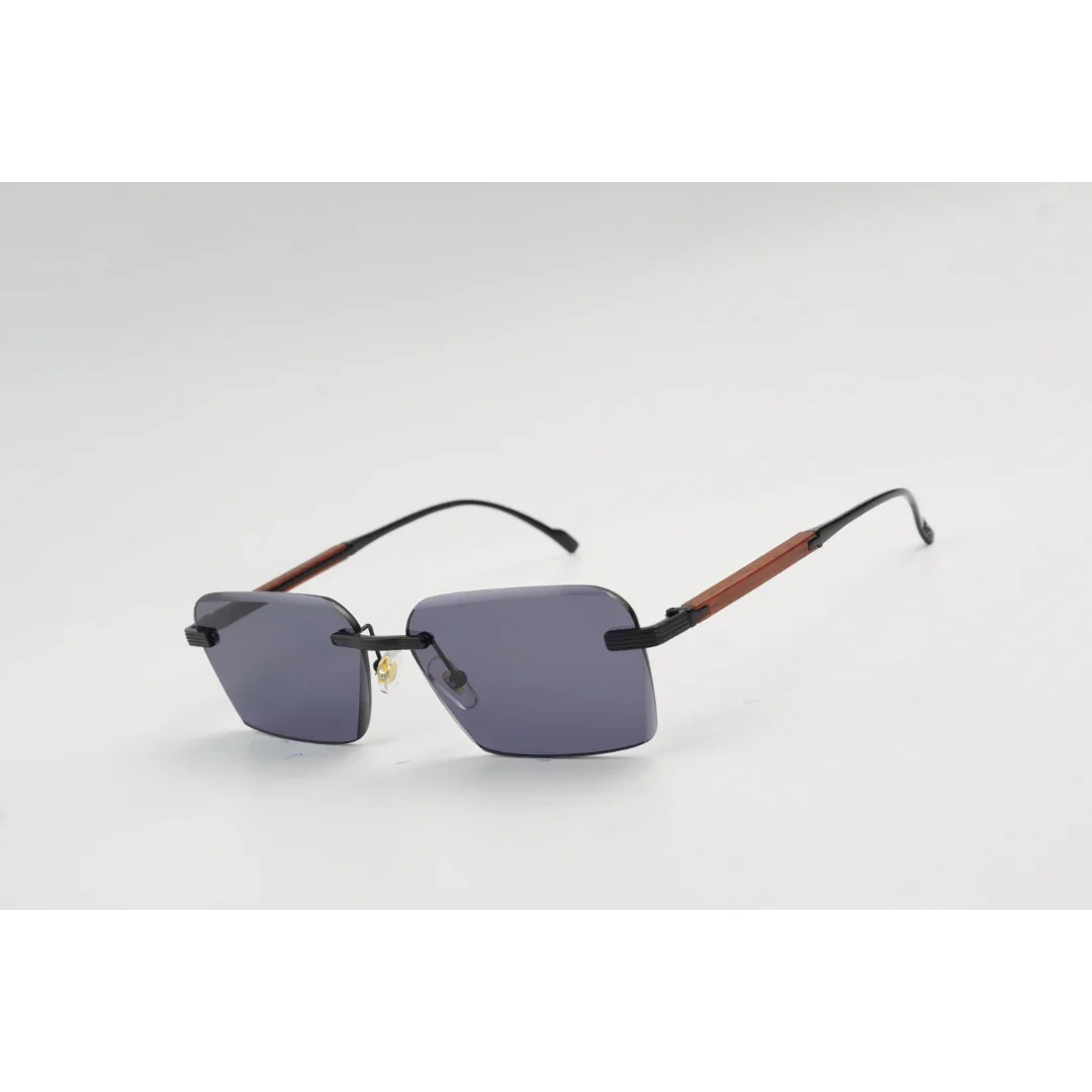 Panther - 3192 - Wooden Texture - Rimless - Metal - Rectangle - Sunglasses - Eyewear