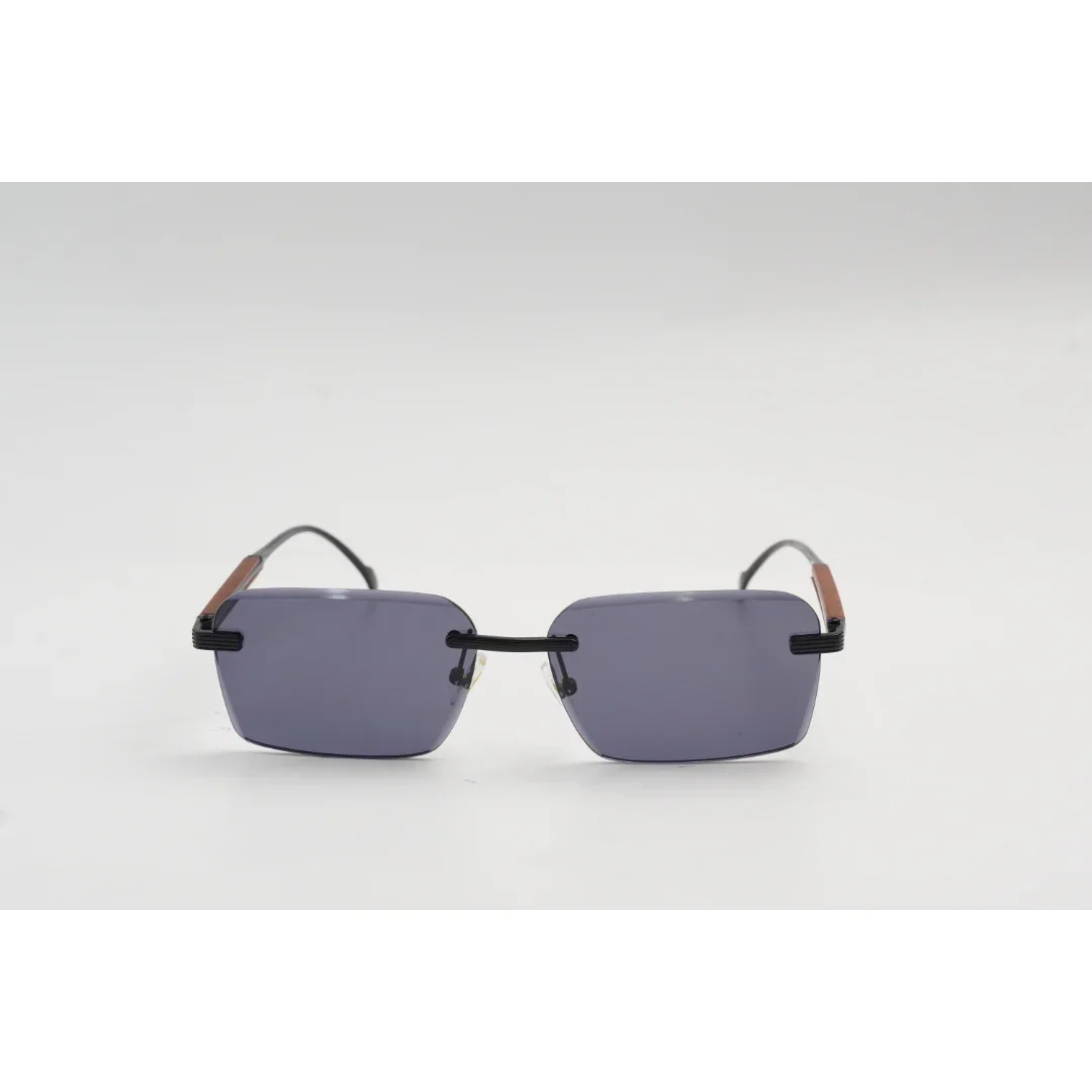 Panther - 3192 - Wooden Texture - Rimless - Metal - Rectangle - Sunglasses - Eyewear - Image 2