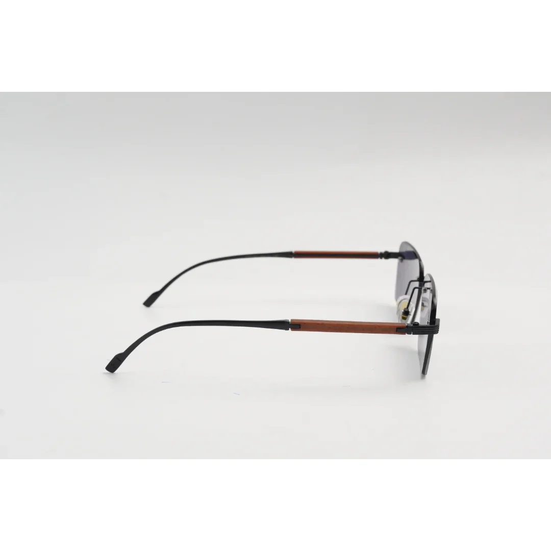 Panther - 3192 - Wooden Texture - Rimless - Metal - Rectangle - Sunglasses - Eyewear - Image 3