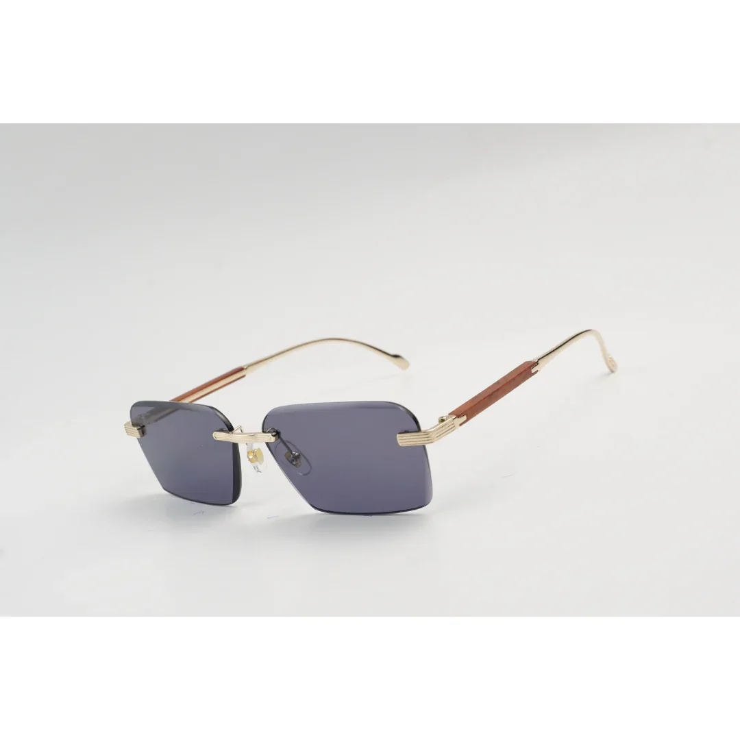 Panther - 3192 - Wooden Texture - Rimless - Metal - Rectangle - Sunglasses - Eyewear - Image 4