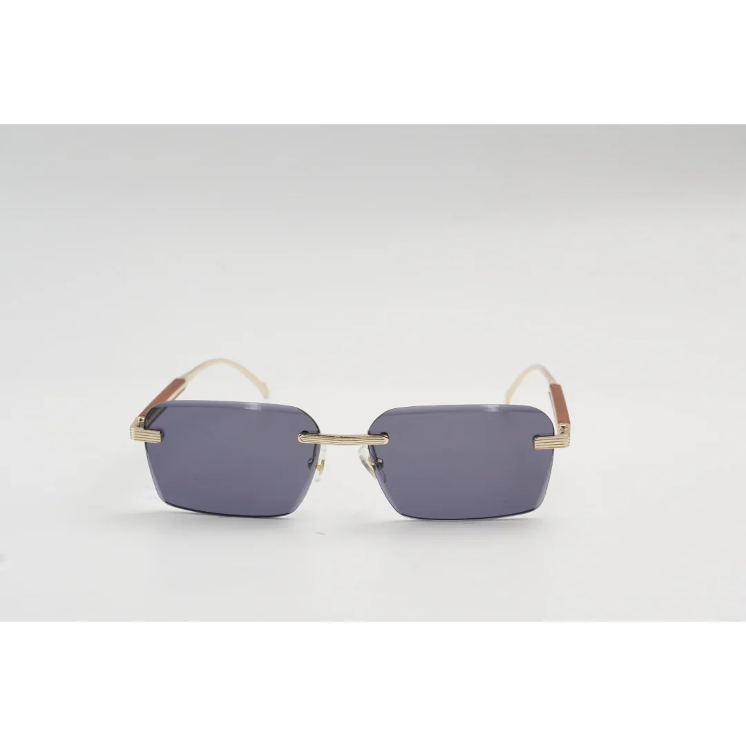 Panther - 3192 - Wooden Texture - Rimless - Metal - Rectangle - Sunglasses - Eyewear - Image 5