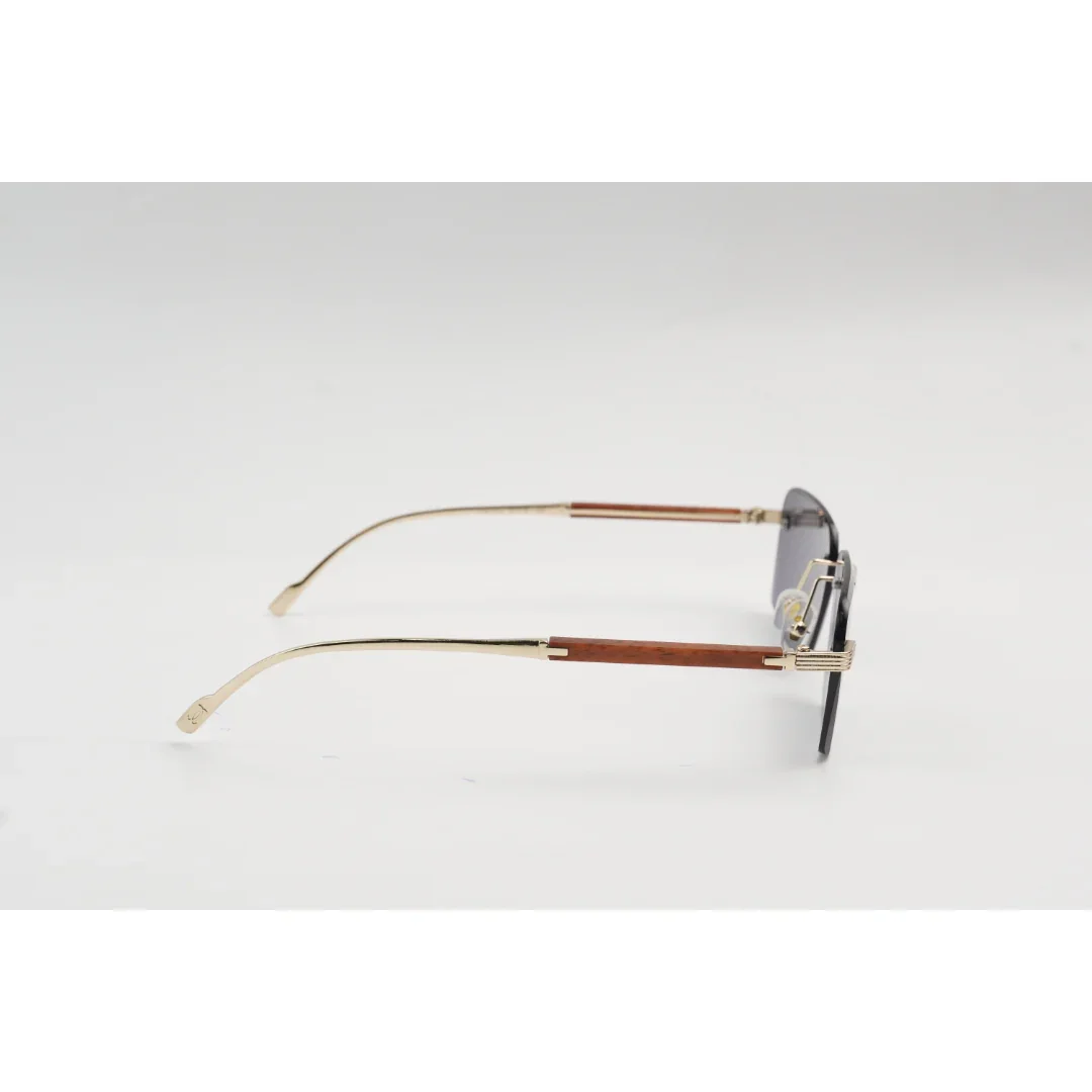 Panther - 3192 - Wooden Texture - Rimless - Metal - Rectangle - Sunglasses - Eyewear - Image 6