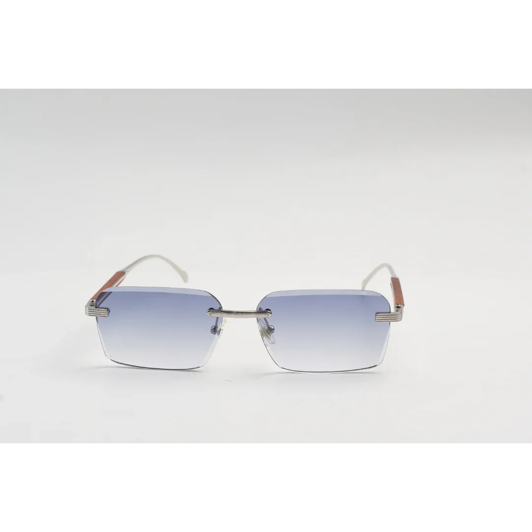 Panther - 3192 - Wooden Texture - Rimless - Metal - Rectangle - Sunglasses - Eyewear - Image 8