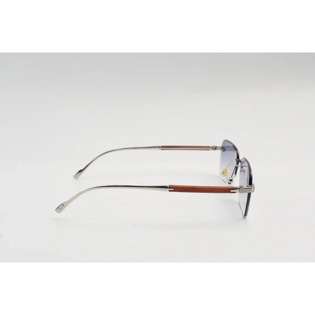 Panther - 3192 - Wooden Texture - Rimless - Metal - Rectangle - Sunglasses - Eyewear - Image 9
