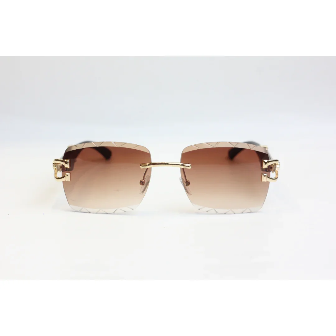Panther - P75 - Golden - Rimless - Metal - Square - Sunglasses - Eyewear - Image 5