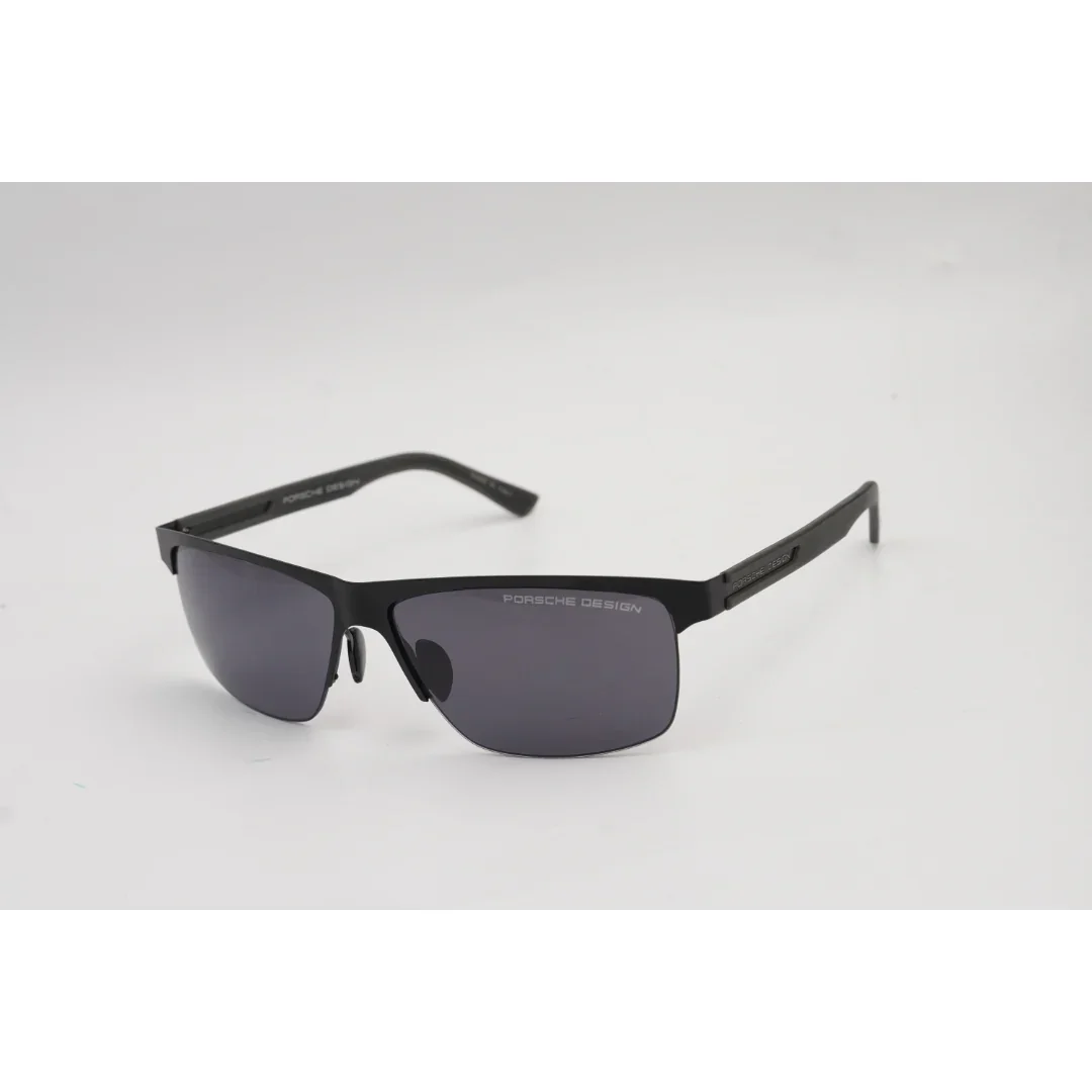 Porsche Design - P85615 - Black - Half Rim - Metal - Curved - Rectangle - Premium Sunglasses - Eyewear