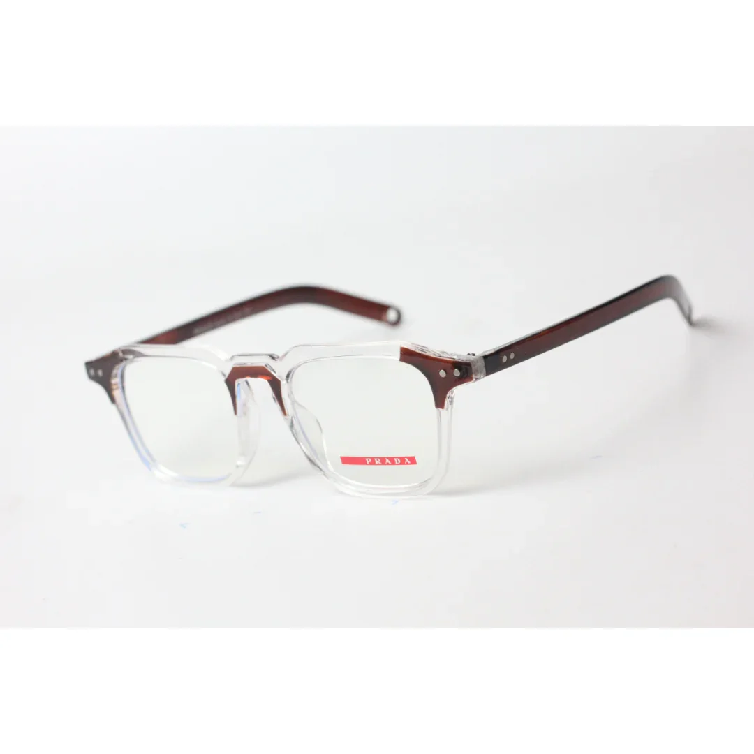 Prada - Jarvis - 8585 - Brown - Transparent - Acetate - Hexagon - Square - Optics - Eyewear