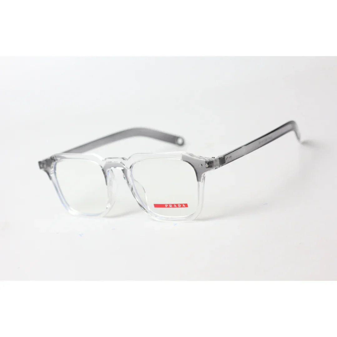 Prada - Jarvis - 8585 - Gray - Transparent - Acetate - Hexagon - Square - Optics - Eyewear