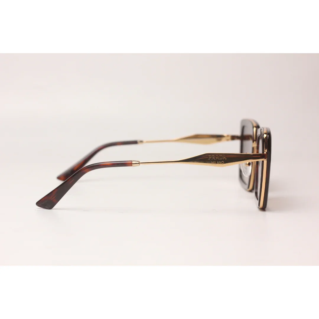 Prada - PR 55ZS - Tortoise Brown Golden - Acetate - Metal - Square - Premium Sunglasses - Eyewear - Image 3