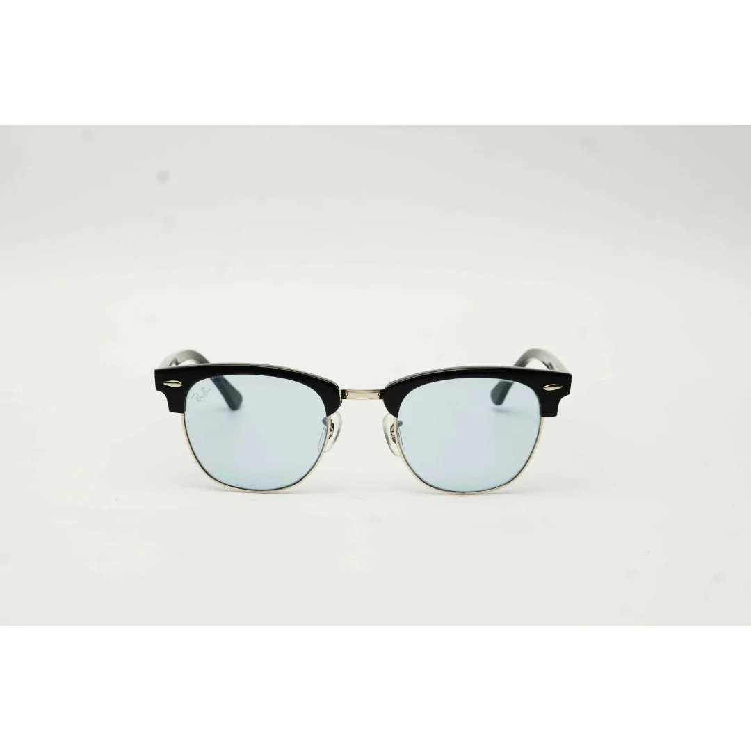 Ray Ban - RB 3016 - Clubmaster - 51 mm - Black - Silver - Blue Tinted - Round - Premium Sunglasses - Eyewear - Image 2