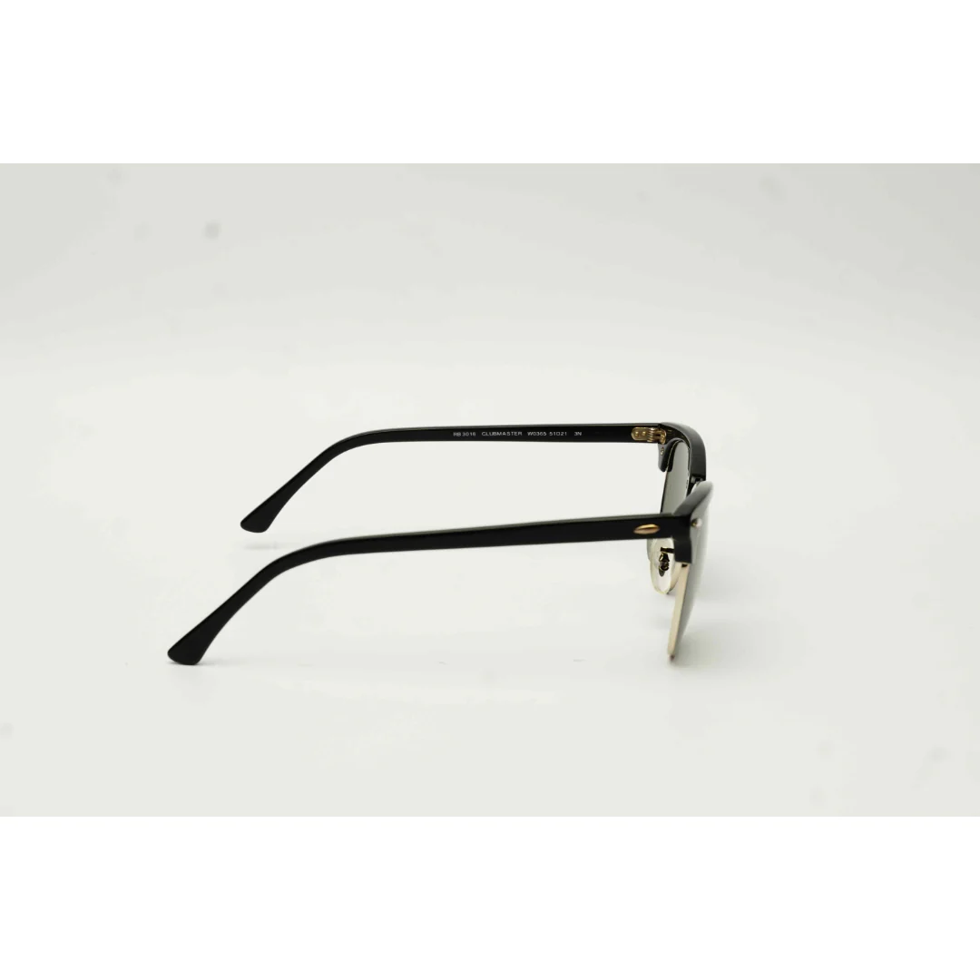 Ray Ban - RB 3016 - Clubmaster - 51 mm - Matt Black - Golden - Round - Premium Sunglasses - Eyewear - Image 3