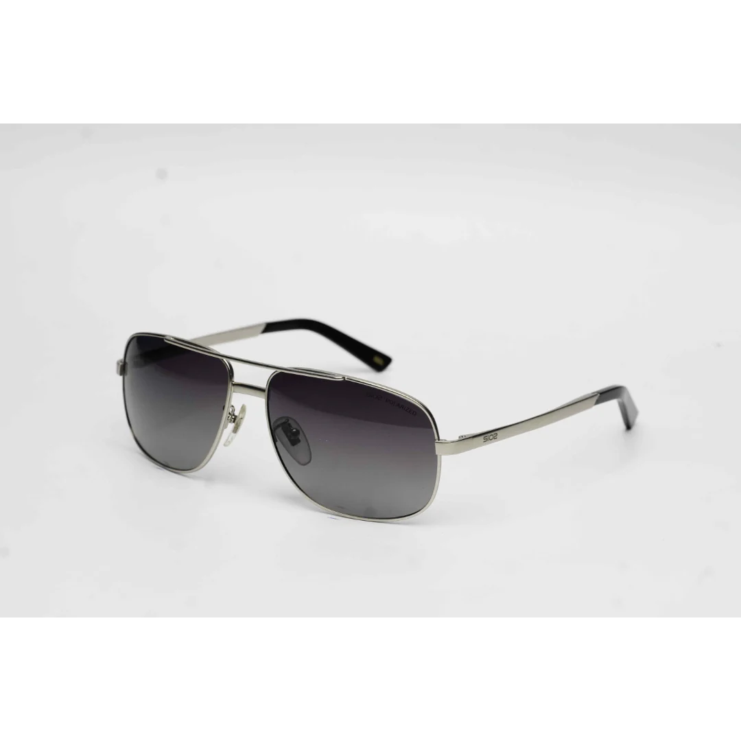 SIO2 - S3127 - Curved - Silver - Black Gradient - Aviator - Polarized - Metal - Rectangle - Sunglasses - Eyewear